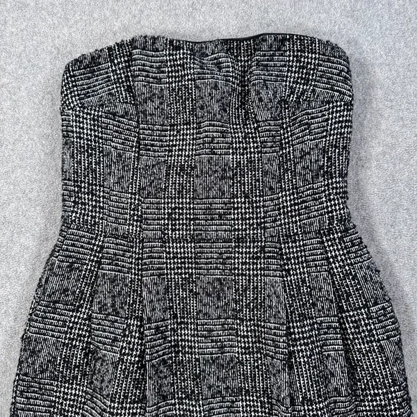 Express Design Studio Tweed Straples Mini Dress Size 6 Black Wool Sheath Pleated - Image 2