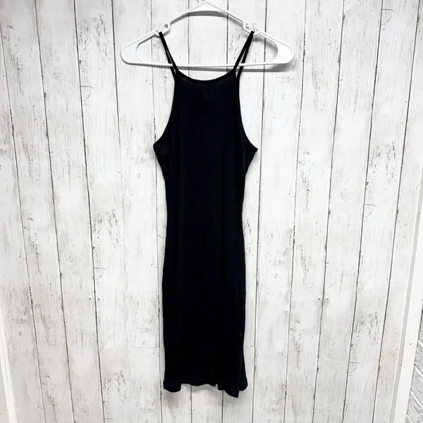 French Connection Dress Women Sz 4 Black Ribbed‎ Sleeveless Spaghetti Strap Midi - Image 7