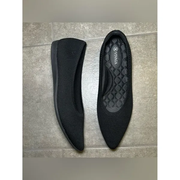 Vivaia Aria Walker Black Pointed Toe Knit Ballet Flats Women’s Shoe Size 11 - Image 2