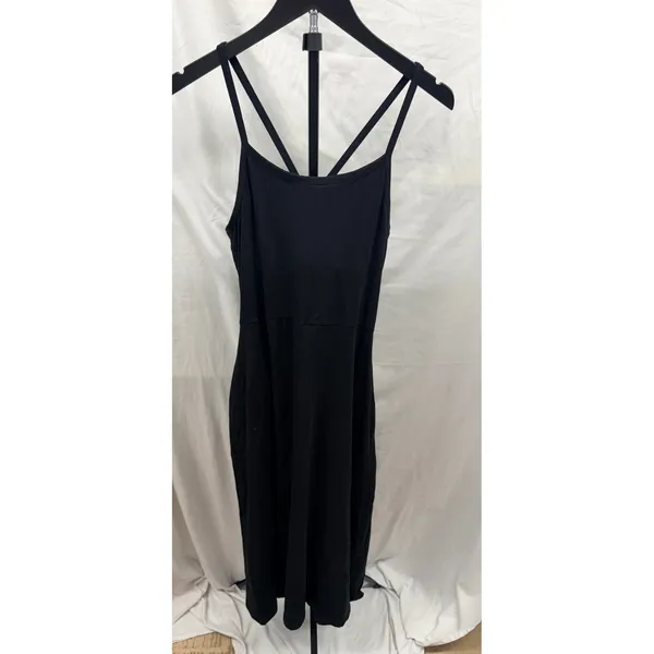 PACT Women's Black Fit & Flare Midi Dress Made With Organic Cotton - Image 2