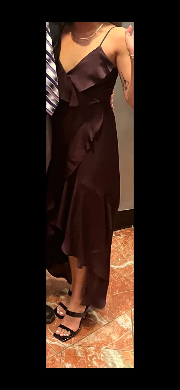 Express High Low Maroon Satin Dress - Image 6
