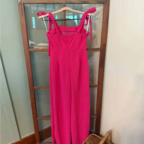 SHEIN NWT Vibrant Neon Hot Pink Wide Leg Chic Sleeveless Jumpsuit Size Small - Image 2