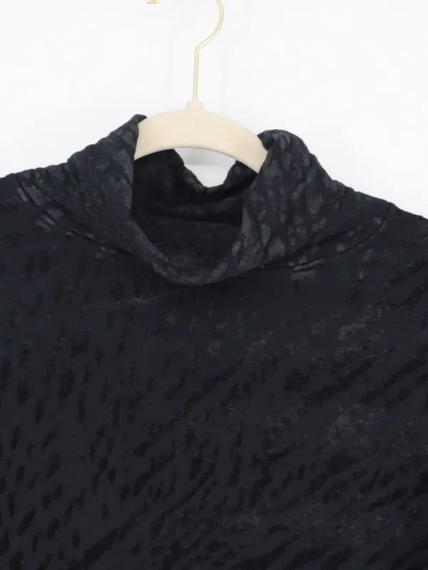 Majestic Filatures Woman's Black Burnout Velvet Cowl Neck Long Sleeve Top XL - Image 4
