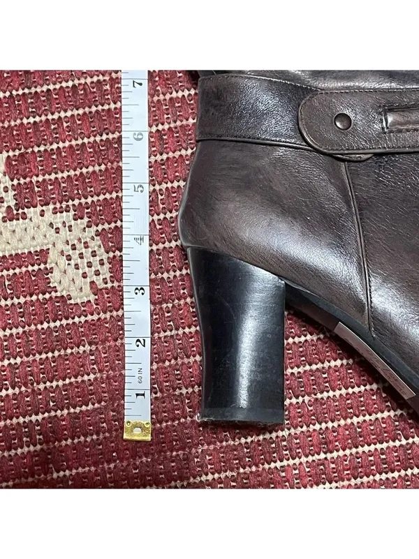 Biviel Brown Leather Slouchy Heeled Boots Size 6.5 / 37 - Image 5