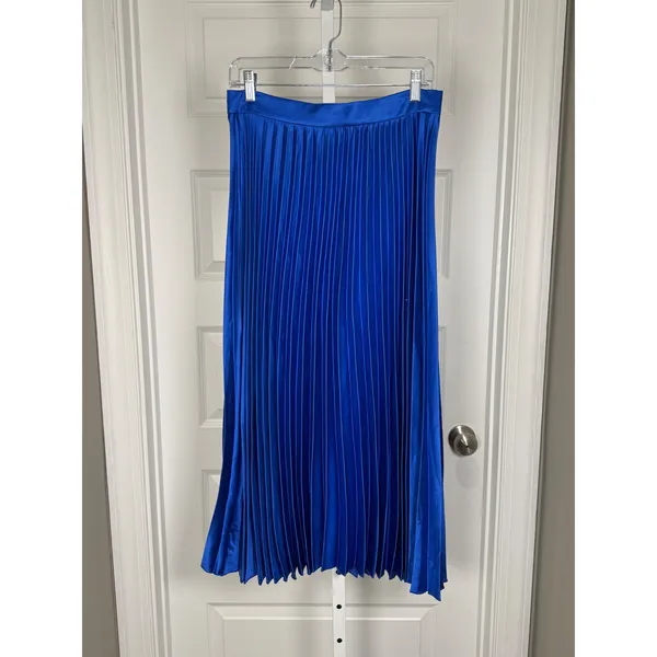 AREA Stars Cobalt Pleated Midi Skirt Size L NWT Feminine‎ Romantic Parisian - Image 2
