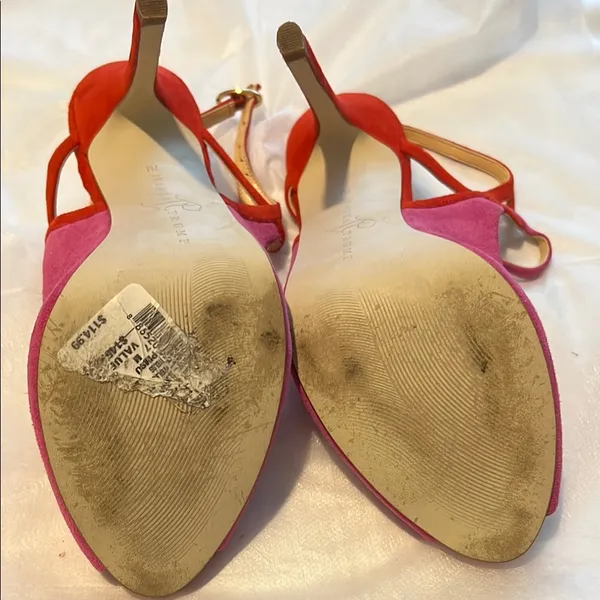 Ivanka Trump Pink and Red Peep-Toe Heels size 7 - Image 3