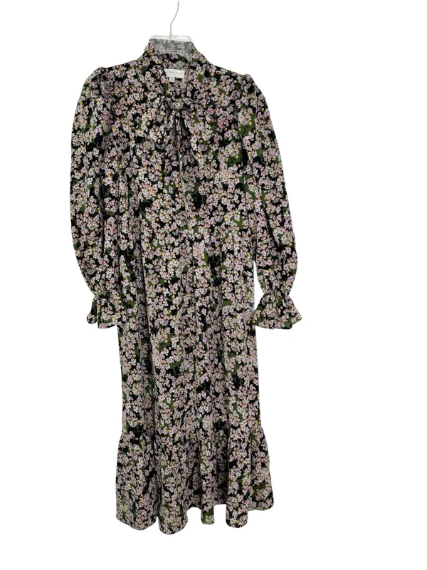 Never Fully Dressed Floral Tie Neck Tiered Loose Fit Midi Maxi Dress Size 4 - Image 4