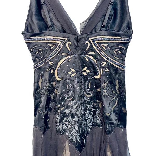 NWT Mandalay Black Silver Beaded Sequin Short Mini Evening Dress Womens Size 10 - Image 8