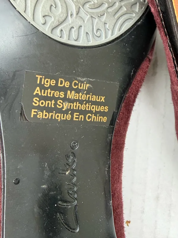 Clarks Burgundy Suede Pumps Women’s Mid Heel Classic Comfort Dress Shoes - Image 6