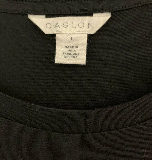 Caslon Womens Black Solid Pima Cotton Long Sleeve Crewneck T-Shirt - Image 4