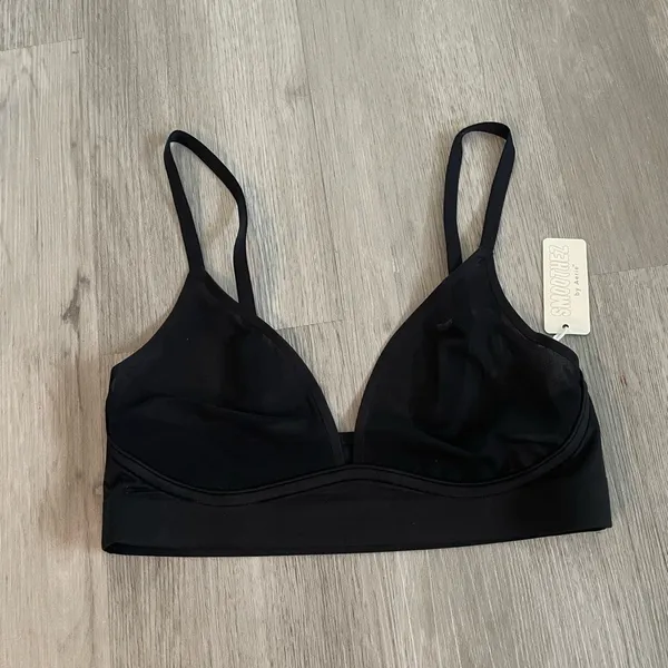 NWT AERIE Smoothez Mesh Triangle Black Bralette size Small - Image 3