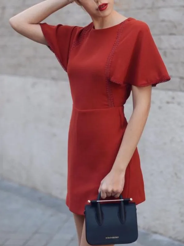 Zara Rust Red Flutter Sleeve Open Back Skort Romper Size Medium - Image 2