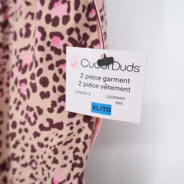 Cuddl Duds Pajama Pants Women XL Pink Stretch Leopard Print Drawstring Sleepwear - Image 5