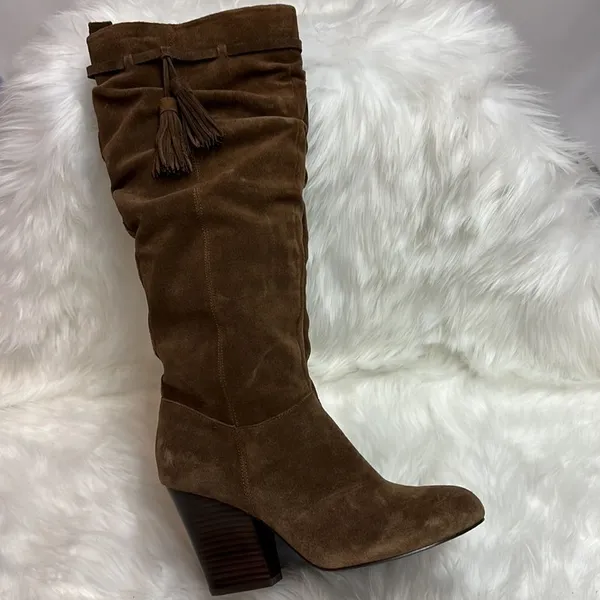 Plume by Faryl Robin Slouch Suede Knee‎ High Heeled Boots Size 9 BIN 18 - Image 5
