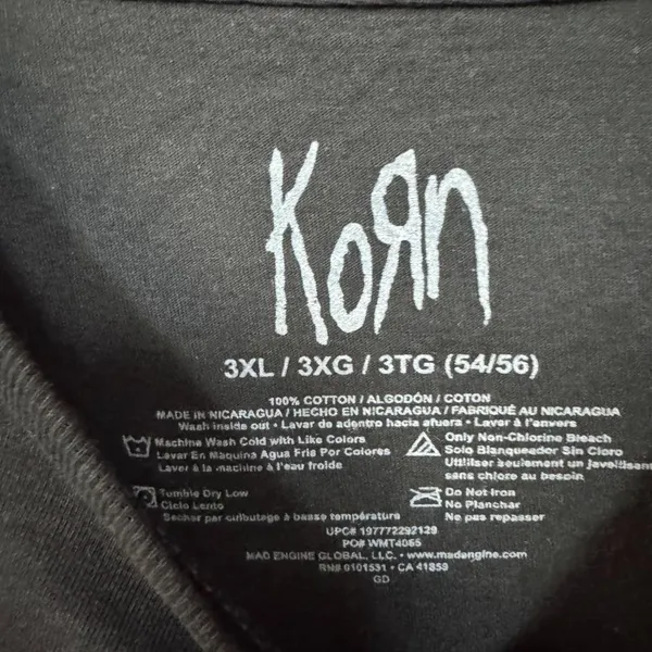 Korn Self-titled Album Cover Art Nu Metal Rock Band Tee 3X - Image 4