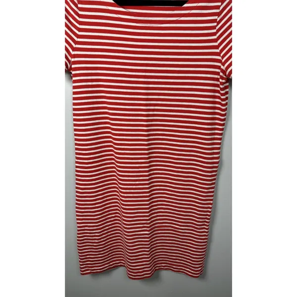 J. Crew Small Dress Womens 100% Cotton‎ Striped Red White Lace Short Sleeve - Image 11