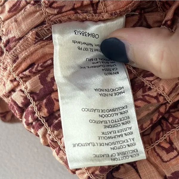 Free People Smock It To Me Mini Dress Apricot Combo Small Boho Fall Cottagecore - Image 9