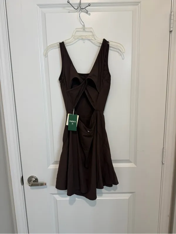 Halara SoftlyZero Airy 2-in-1 Mini Dance Dress S Chocolate Martini NWT - Image 3