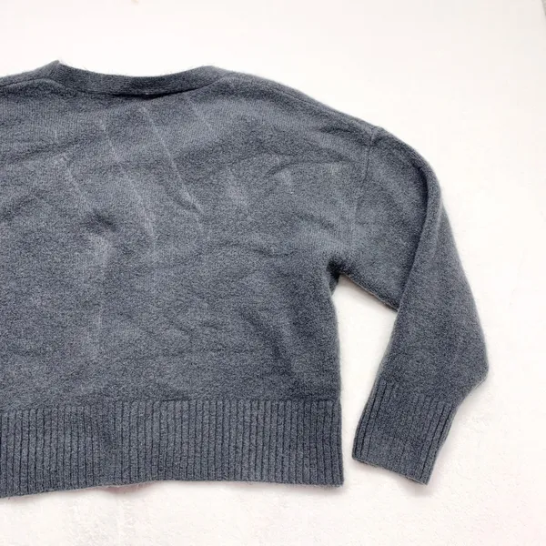 Zara Soft‎ Knit Cardigan Womens Size S Charcoal Grey Wool Blend V-Neck Cropped - Image 10