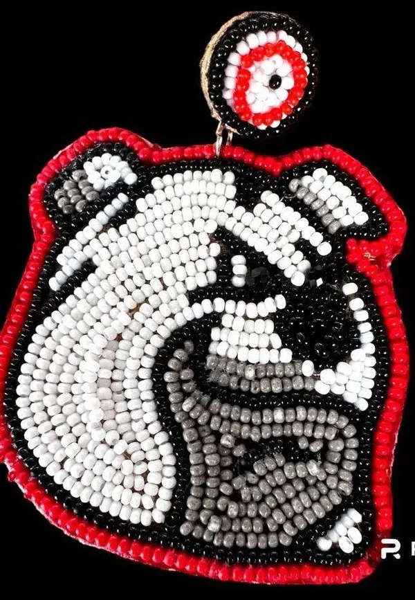Bulldog Earrings UGA Dawgs University of Georgia Beaded Dangle Post New … - Image 6