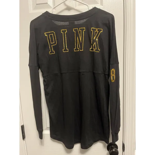 Victoria's Secret Pink VA Commonwealth University Black Long Sleeve Shirt S - Image 4