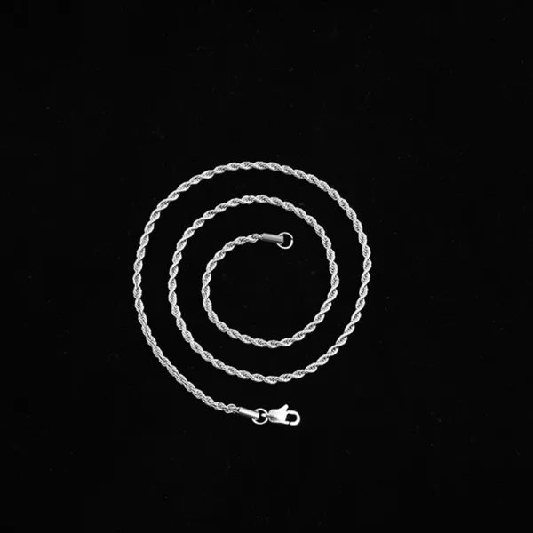 925 Silver Plated Link Chain Necklace for Men Women,Punk Hip Hop Necklace - Image 3