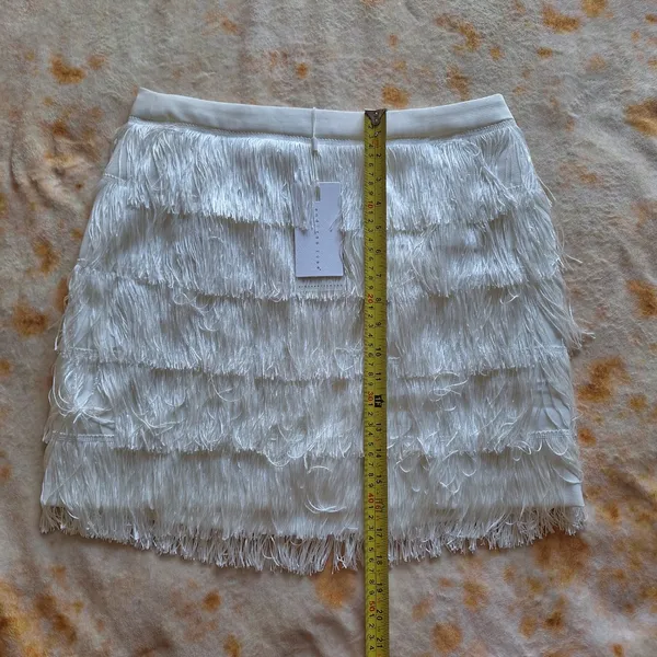 Endless Rose White Tiered Fringe Mini Skirt Large L NWT - Image 3
