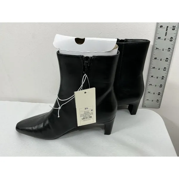 Womans New A New Day Tigris Ankle Boots Size 6.5 Black Kitten Heel Side Zip - Image 2