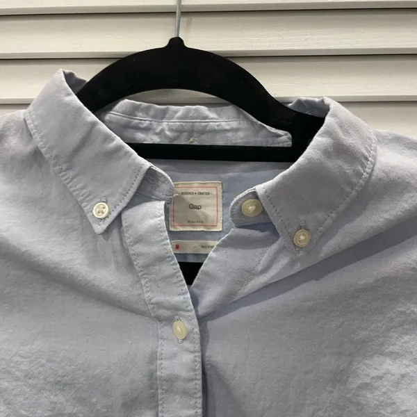 GAP Blue Button Down Shirt Crisp Cotton Top - Image 5