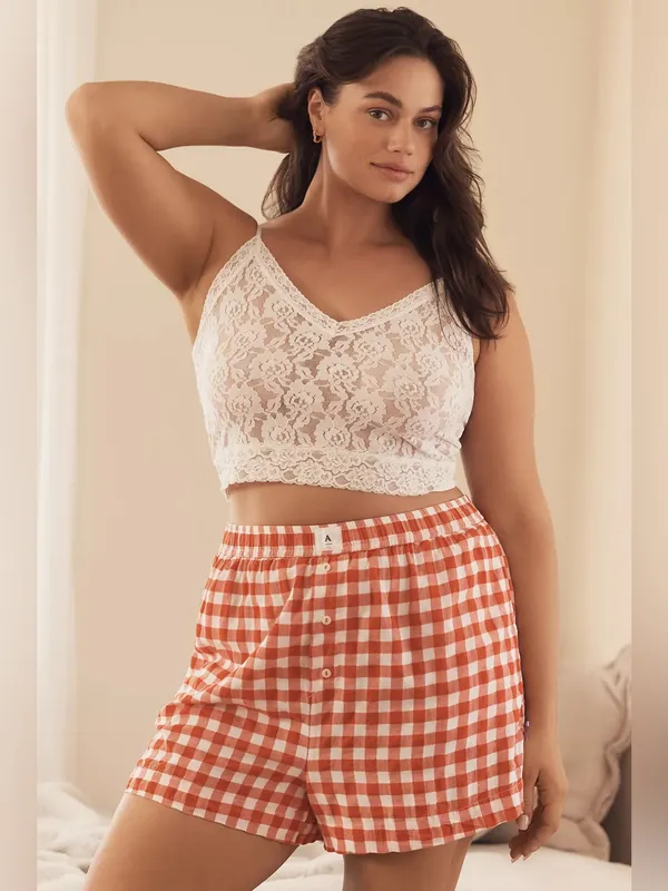 Anthropologie The Wren Boxer Shorts Bow Edition gingham high rise cotton pajamas - Image 3