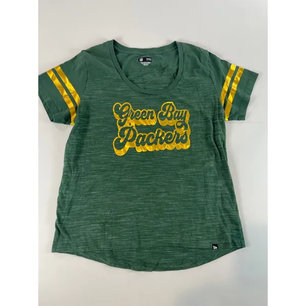 New Era NFL Team Apparel Womens Green Green Bay Packers Scoop Neck Tee L - Image 8