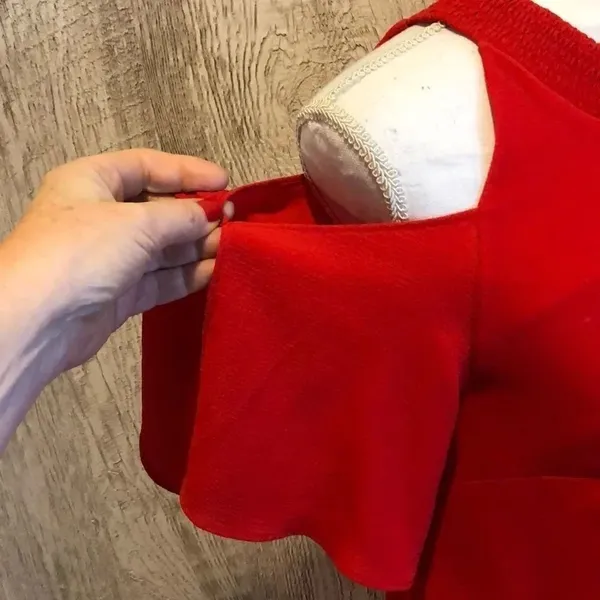 ZARA Red Cold Shoulder Above the Knee Dress Size S - Image 3