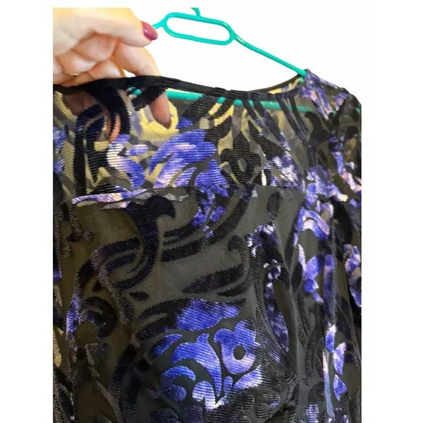 Tahari Arthur S. Levine Floral Velvet Burnout Dress - Size 10 - Image 6