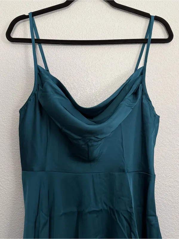 NEW Cupshe Cowl Neck Satin Short Mini Dress Cami Strap Formal Dress Medium - Image 3