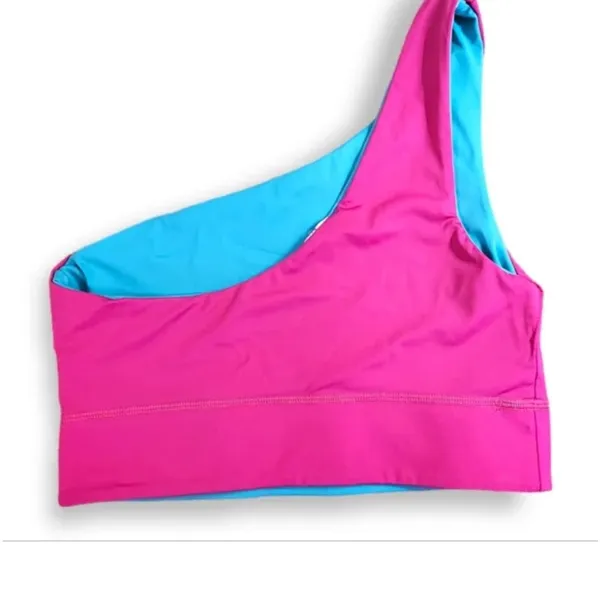 FABLETICS One-Shoulder Pink and Blue reversible Crop Top - Image 7