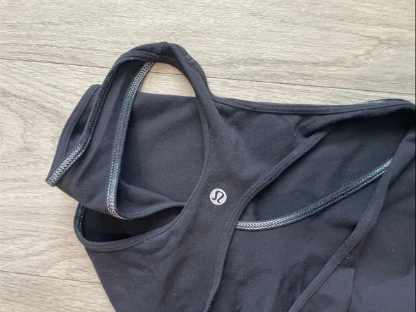 lululemon athletica Black Tank Top with White Text and Red Lip Graphic - Image 2