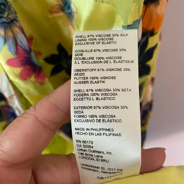Anthropologie Strapless Midi Dress Floral Silk Blend Yellow Wedding Guest Small - Image 10