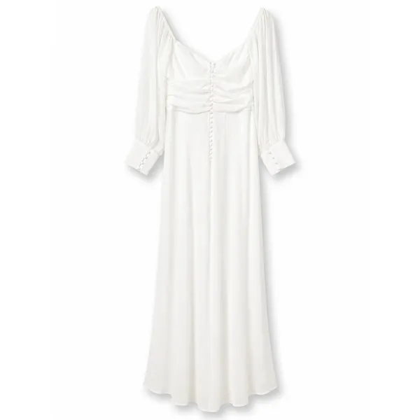 NEW Lulus Lux Bridal Adorna White Off-the-Shoulder Semi-Sheer Chiffon Maxi Dress - Image 8