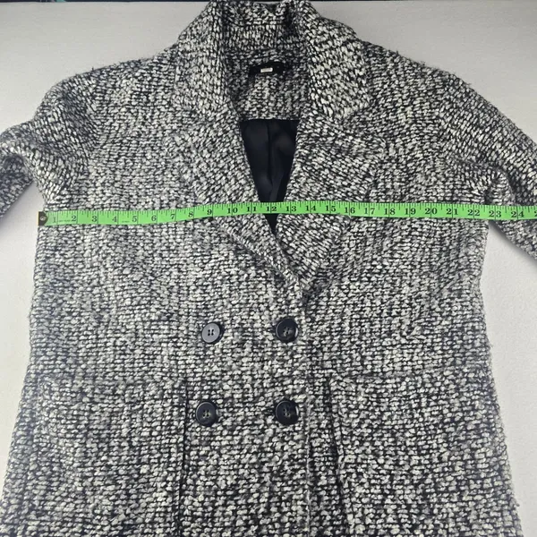 Hatch The Bristol Coat Black & White Textured Double Breasted Wool Blend Small‎ - Image 11