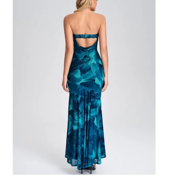 Amazon Teal floral bodycon dress - Image 2