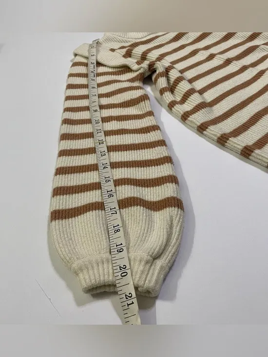 PrettyGarden Cream Sweater Tan Stripes size S - Image 5