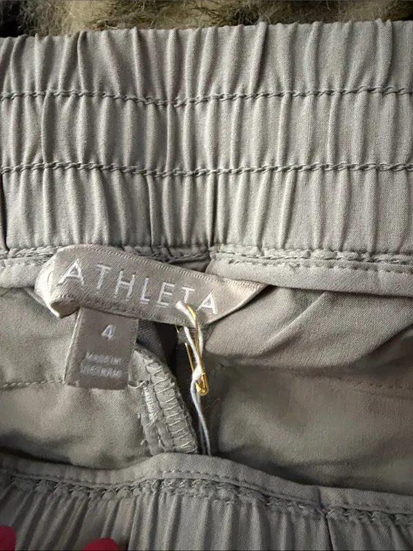 Athleta Casual Drawstring Linen Pants - Light Gray - Image 2