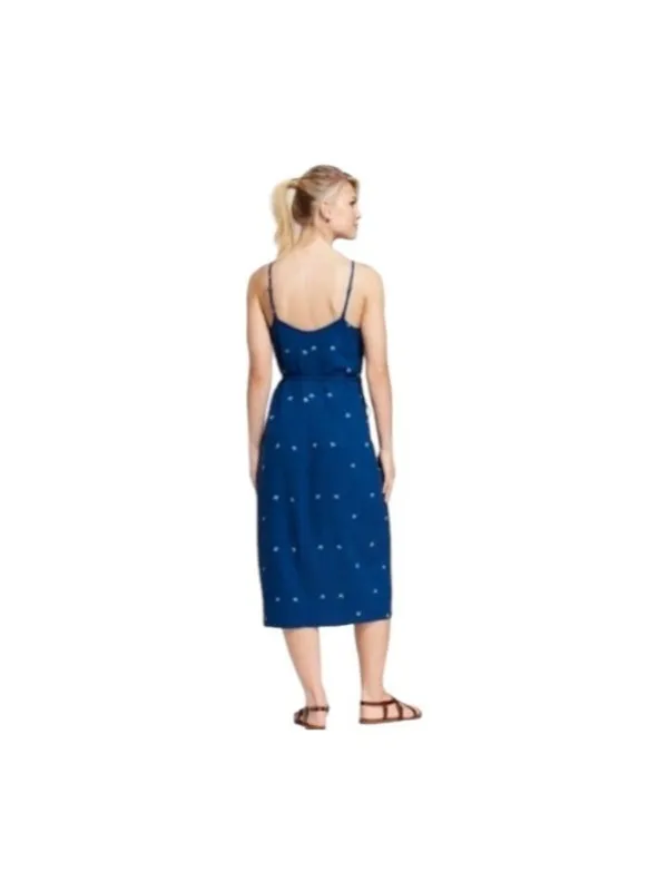 Universal Thread Midi Floral Wrap Dress Blue Size XL Vacation Beach Coastal Boho - Image 13