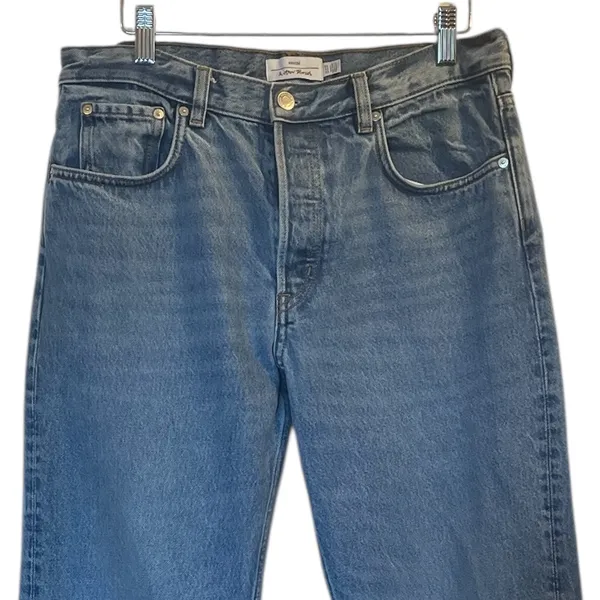 & OTHER STORIES Blue Stonewashed Denim Straight Leg Button-Fly Jeans - Sz 31/30 - Image 3