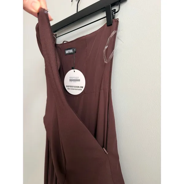 NEW Babyboo Maliyah Maxi Dress in Plum Brown Size Small - Image 10