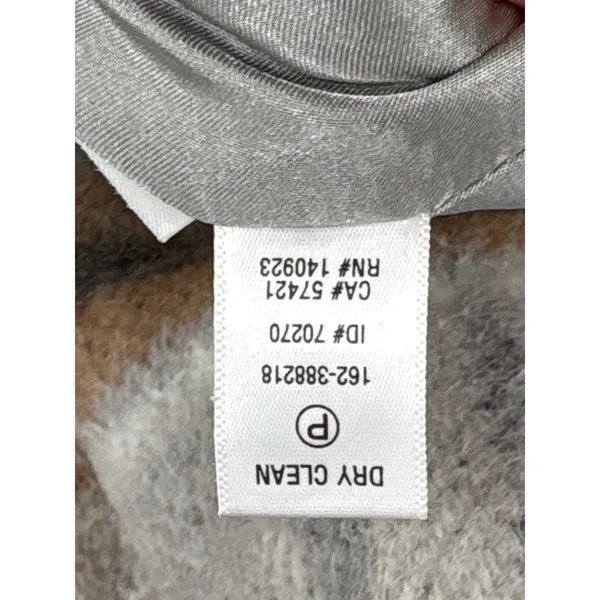 LOFT Womens Large Plaid Wool Blend Coat Stand Collar Full Zip Jacket Gray Brown - Image 10