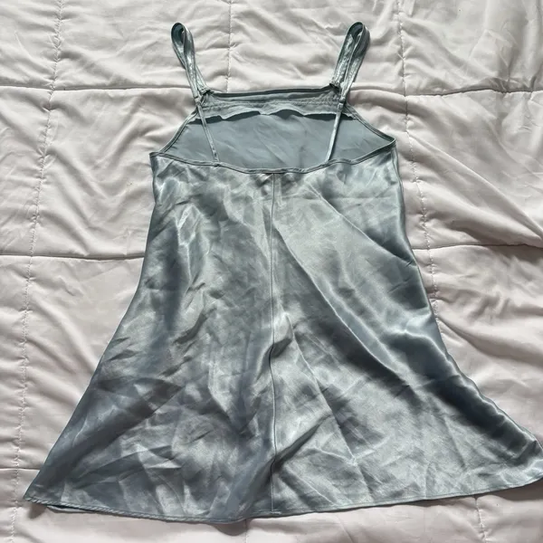 Vintage 90s Chemise Slip Womens Medium‎ Blue Coquette Feminine Dainty Princess - Image 8