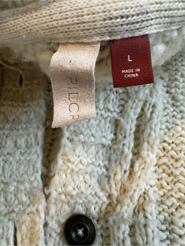 Pilcro Chunky Cable-Knit Cardigan Sweater Fisherman Preppy Coastal Grandmacore - Image 3