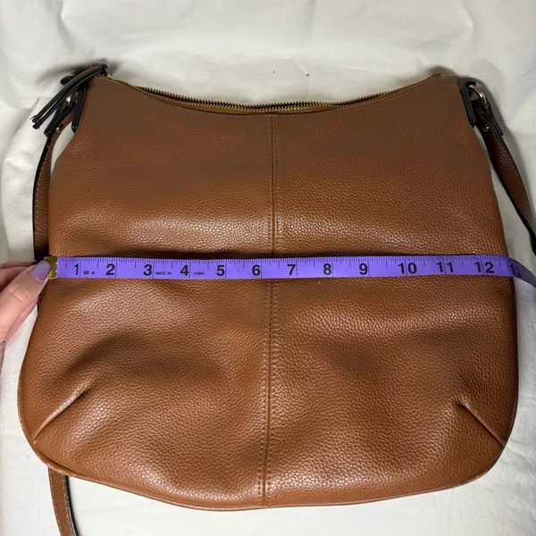 Clarks Pebbled Brown Faux Leather Large Crossbody Shoulder Purse - Image 10