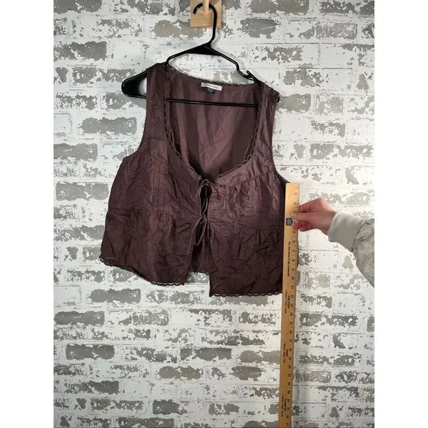 American Eagle | women brown tie front cotton tank top - Image 5